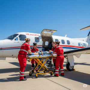 Home care air ambulance providing safe domestic and international patient transfer