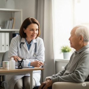 Doctor Consultation at Home with Elderly Patient