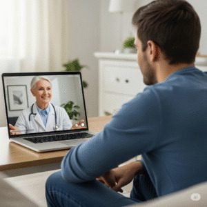 Doctor providing Tele Consultation via video call